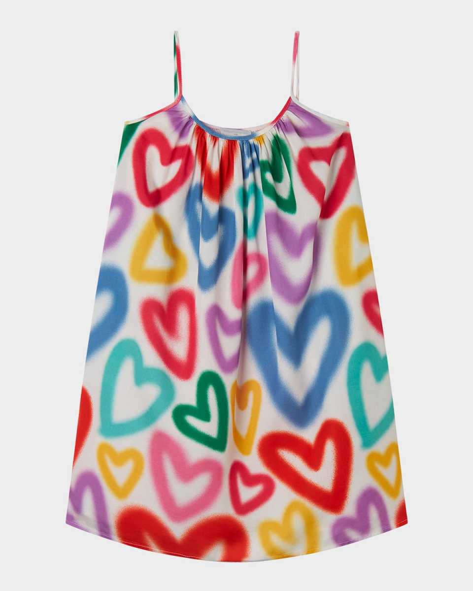 Girl's Strappy Spray Hearts Dress, Size 4-10